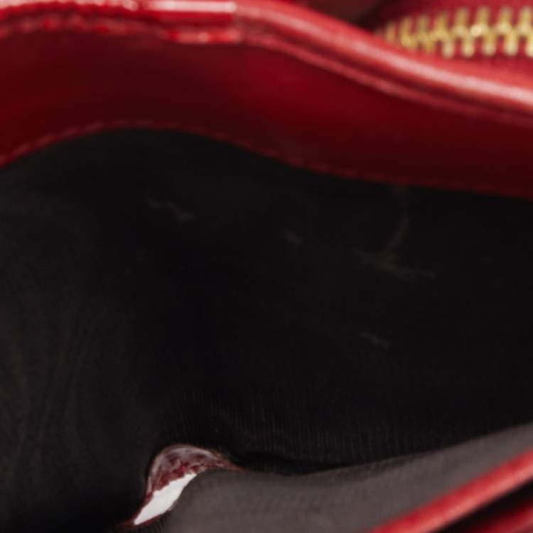 Pre Owned Yves Saint Laurent Red Patent Leather Belle de Jour Compact Wallet