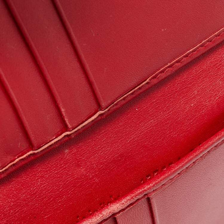 Pre Owned Yves Saint Laurent Red Patent Leather Belle de Jour Compact Wallet