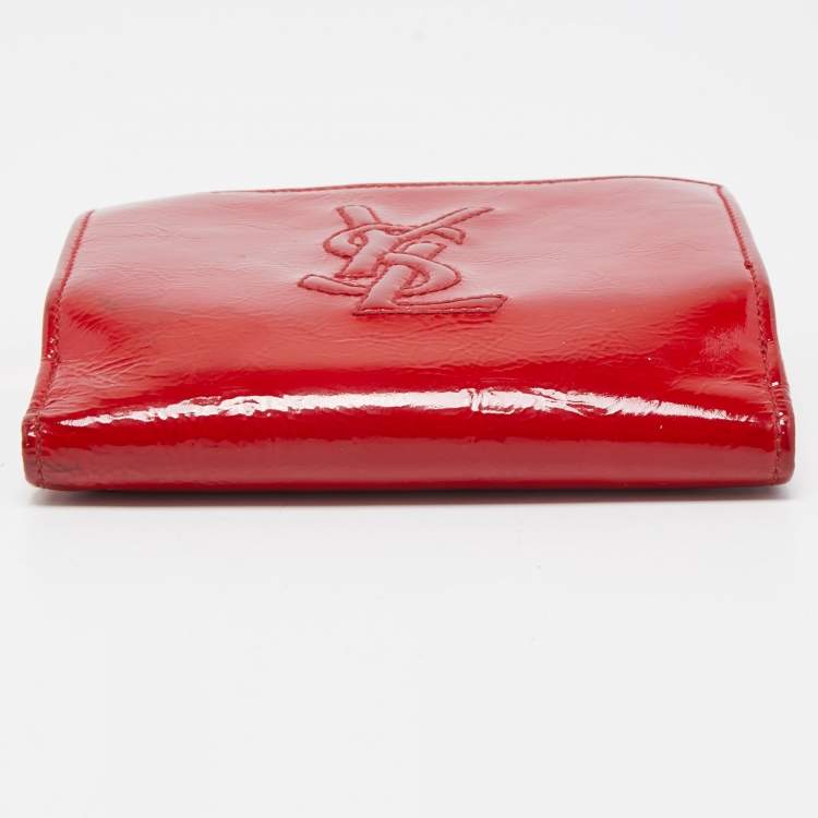 Pre Owned Yves Saint Laurent Red Patent Leather Belle de Jour Compact Wallet