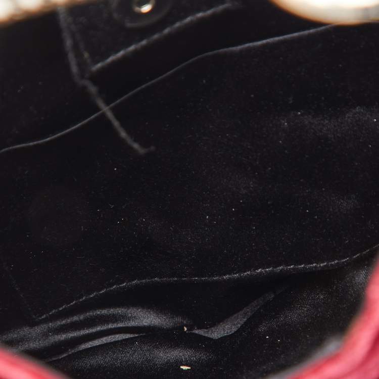 Pre Owned Yves Saint Laurent Burgundy Velvet Mombasa Horn Hobo 