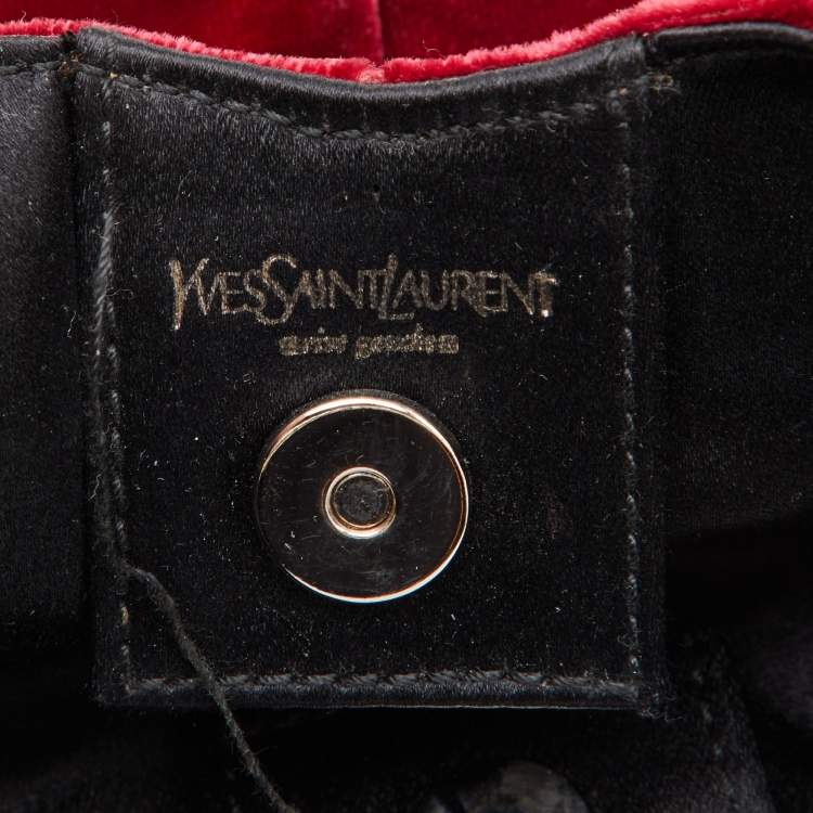 Pre Owned Yves Saint Laurent Burgundy Velvet Mombasa Horn Hobo 