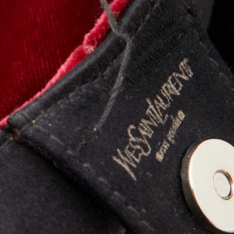 Pre Owned Yves Saint Laurent Burgundy Velvet Mombasa Horn Hobo 