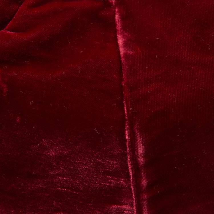 Pre Owned Yves Saint Laurent Burgundy Velvet Mombasa Horn Hobo 