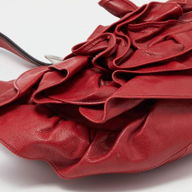 مملوكة مسبقًا Yves Saint Laurent Red Leather Petal Nadja Hobo