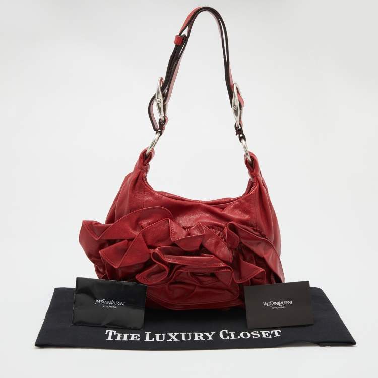 مملوكة مسبقًا Yves Saint Laurent Red Leather Petal Nadja Hobo