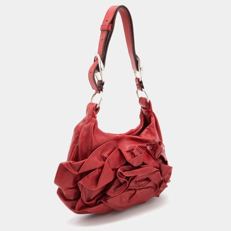 مملوكة مسبقًا Yves Saint Laurent Red Leather Petal Nadja Hobo