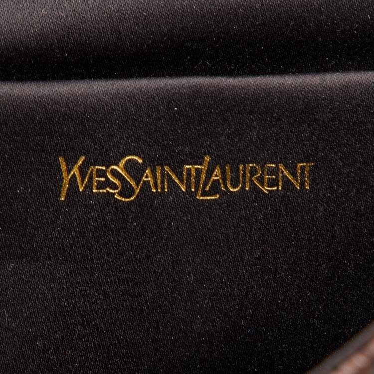 Pre Owned Yves Saint Laurent Brown Coated Fabric and Leather Belle De Jour Flap Clutch