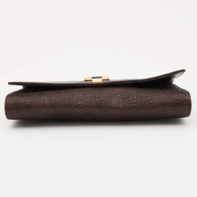 Pre Owned Yves Saint Laurent Brown Coated Fabric and Leather Belle De Jour Flap Clutch