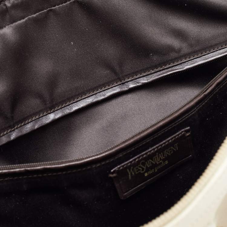 Pre Owned Yves Saint Laurent Off-White Leather Oversized Muse Bag