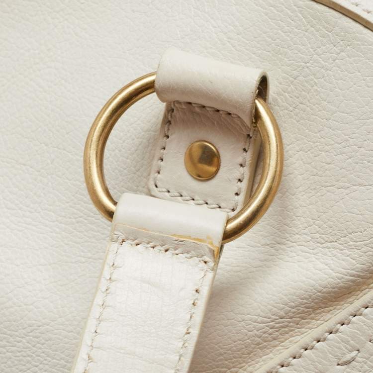 Pre Owned Yves Saint Laurent Off-White Leather Oversized Muse Bag