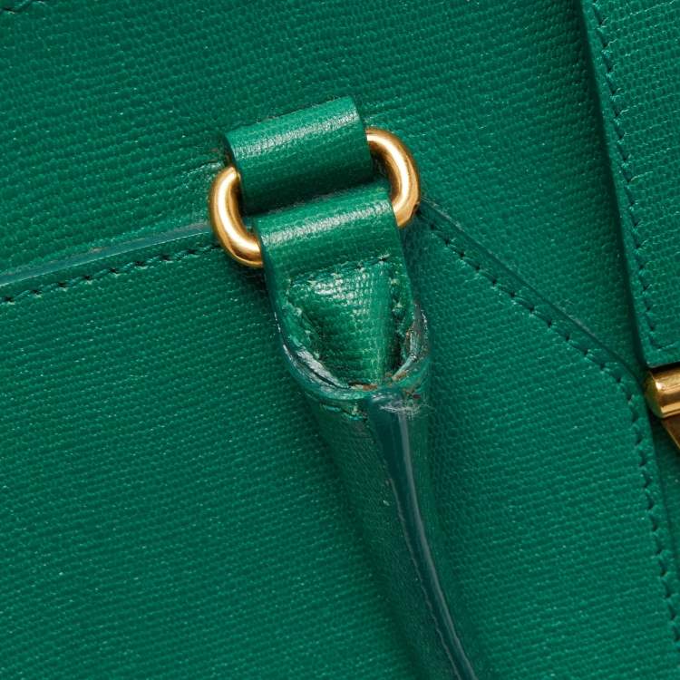 Pre Owned Yves Saint Laurent Green Leather Medium Cabas Chyc Tote