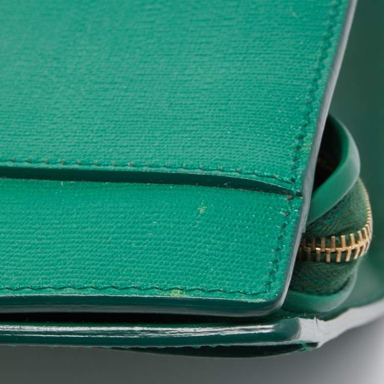 Pre Owned Yves Saint Laurent Green Leather Medium Cabas Chyc Tote
