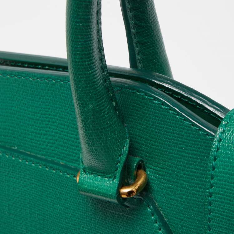 Pre Owned Yves Saint Laurent Green Leather Medium Cabas Chyc Tote