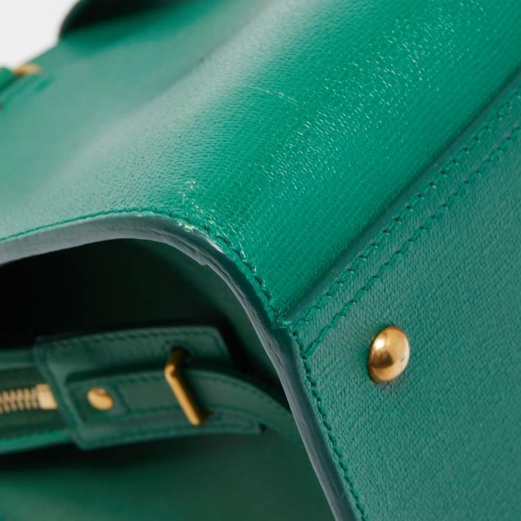 Pre Owned Yves Saint Laurent Green Leather Medium Cabas Chyc Tote