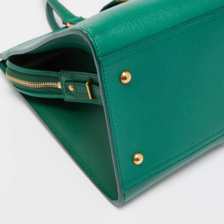 Pre Owned Yves Saint Laurent Green Leather Medium Cabas Chyc Tote