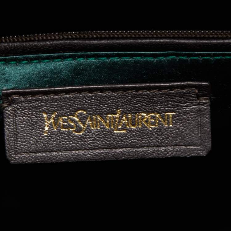 Pre Owned Yves Saint Laurent Green Leather Medium Cabas Chyc Tote