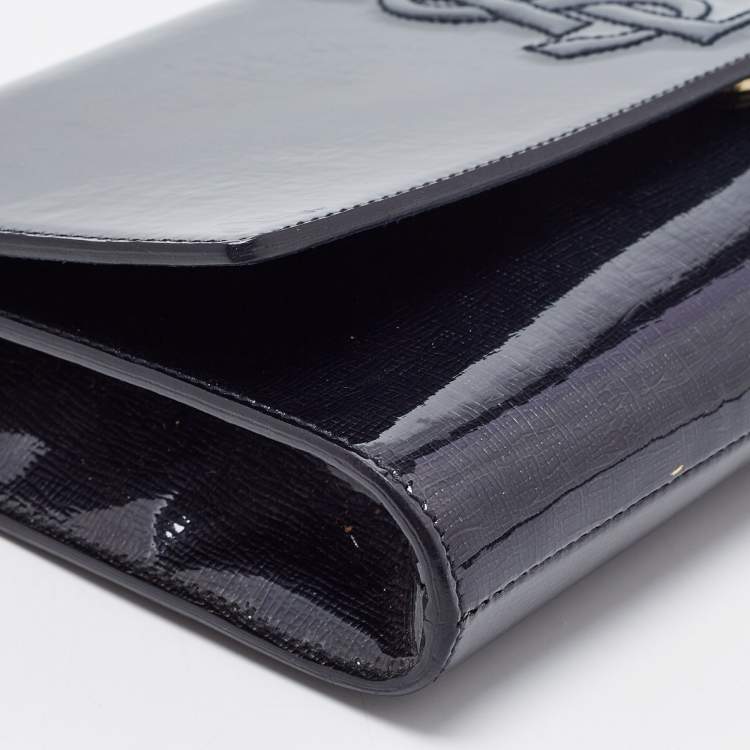 Pre Owned Yves Saint Laurent Deep Green Patent Leather Belle De Jour Flap Clutch