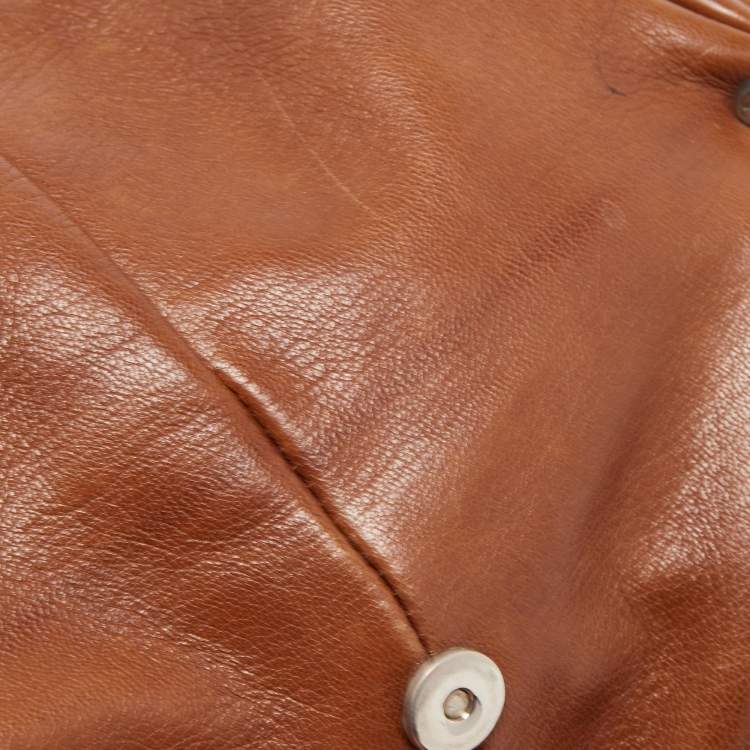 Pre Owned Yves Saint Laurent Brown Leather Pleated Hobo