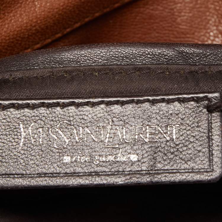 Pre Owned Yves Saint Laurent Brown Leather Pleated Hobo