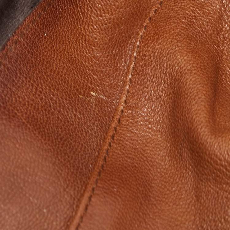 Pre Owned Yves Saint Laurent Brown Leather Pleated Hobo