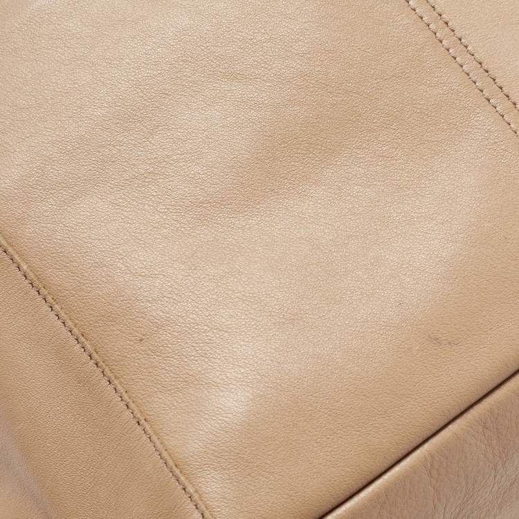 Pre Owned Yves Saint Laurent Beige Leather Lucky Chyc Tote