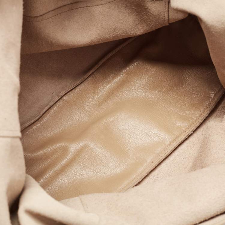 Pre Owned Yves Saint Laurent Beige Leather Lucky Chyc Tote