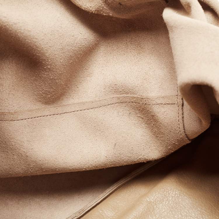 Pre Owned Yves Saint Laurent Beige Leather Lucky Chyc Tote
