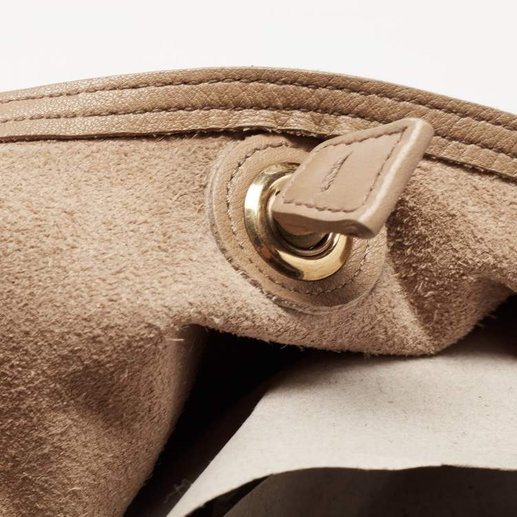Pre Owned Yves Saint Laurent Beige Leather Lucky Chyc Tote