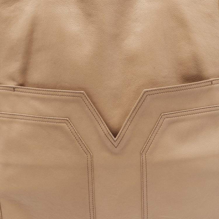 Pre Owned Yves Saint Laurent Beige Leather Lucky Chyc Tote