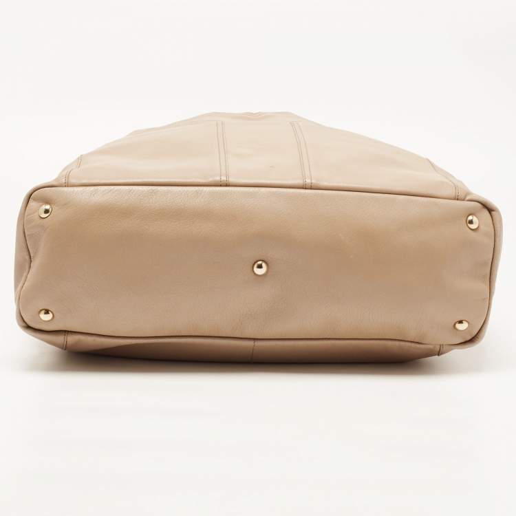 Pre Owned Yves Saint Laurent Beige Leather Lucky Chyc Tote