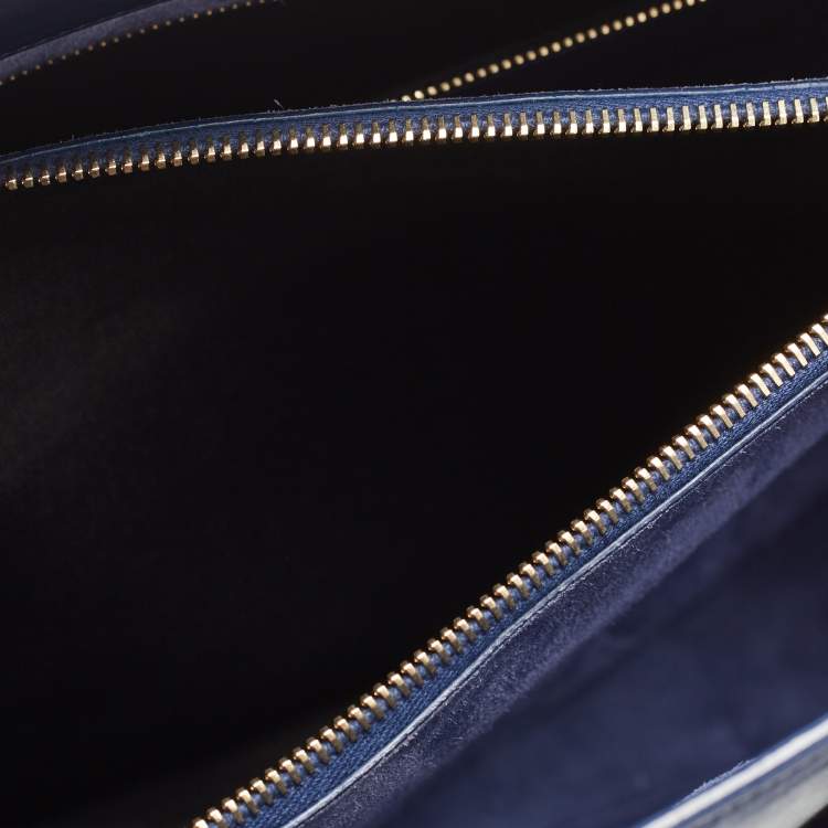 Pre Owned Saint Laurent Navy Blue Leather Medium Sac De Jour Tote