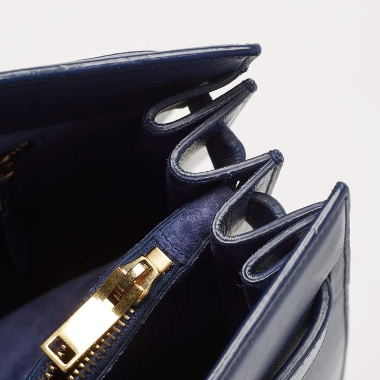 Pre Owned Saint Laurent Navy Blue Leather Medium Sac De Jour Tote
