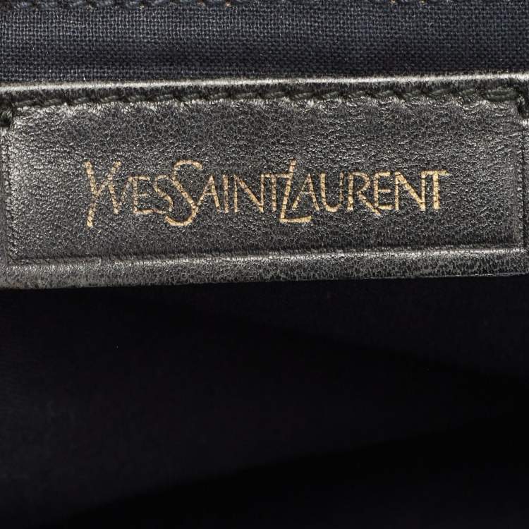 Pre Owned Yves Saint Laurent Teal Green Leather Large Cabas Chyc Tote