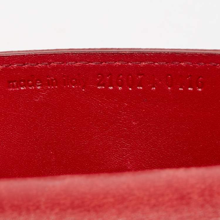 Pre Owned Yves Saint Laurent Red Patent Leather Belle De Jour Flap Compact Wallet
