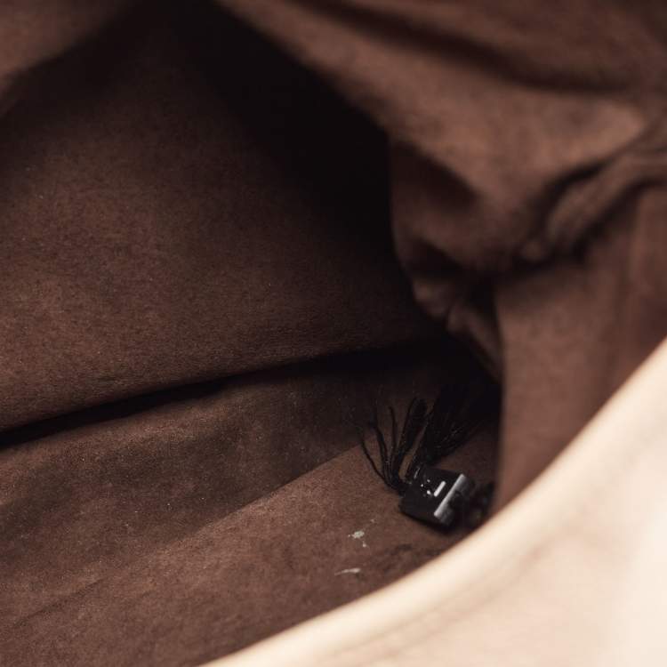 Pre Owned Yves Saint Laurent Beige Leather Small St Tropez Hobo