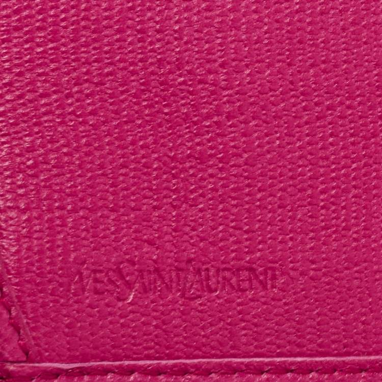 مملوكة مسبقًا Yves Saint Laurent Pink Leather Ligne Y Charm Flap Wallet 
