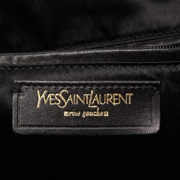 Pre Owned Saint Laurent Red/Gold Canvas and Leather Drawsting Kahala Tote 