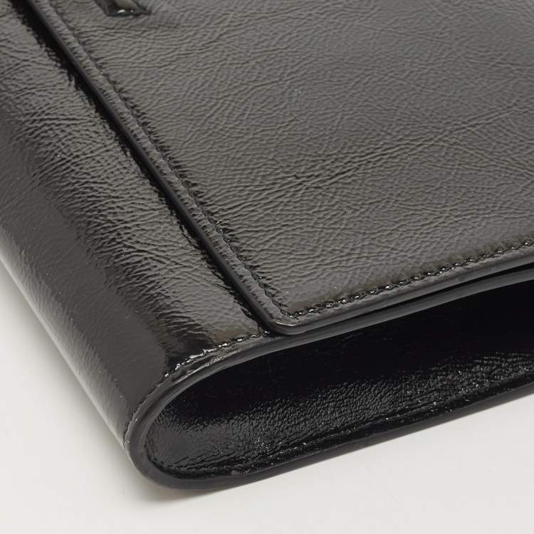 Pre Owned Yves Saint Laurent Black Patent Leather Belle De Jour Clutch