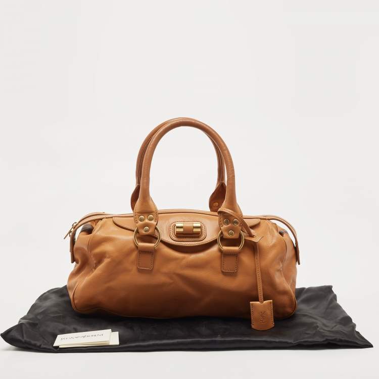Pre Owned Yves Saint Laurent Tan Leather Muse Bowler Bag