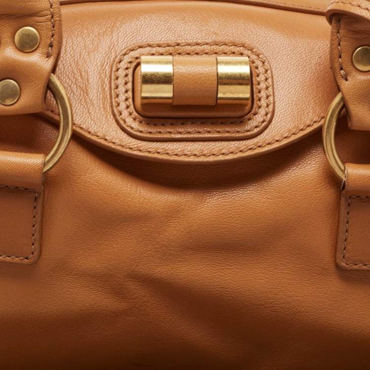 Pre Owned Yves Saint Laurent Tan Leather Muse Bowler Bag