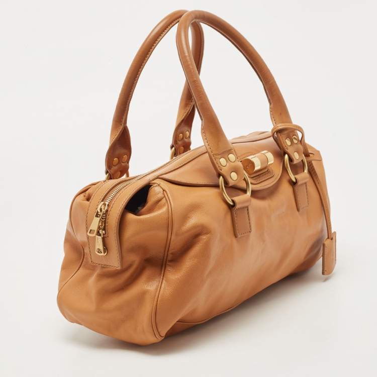 Pre Owned Yves Saint Laurent Tan Leather Muse Bowler Bag