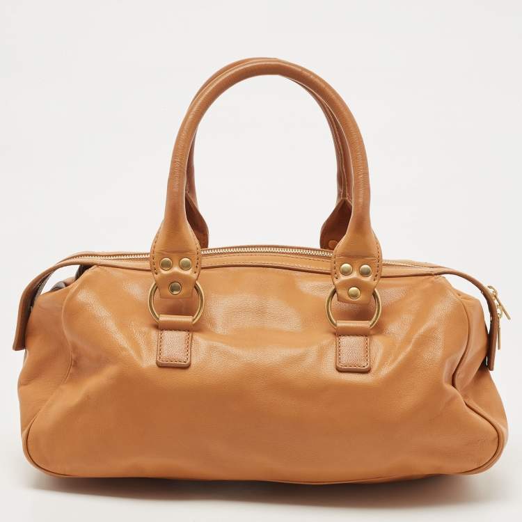 Pre Owned Yves Saint Laurent Tan Leather Muse Bowler Bag