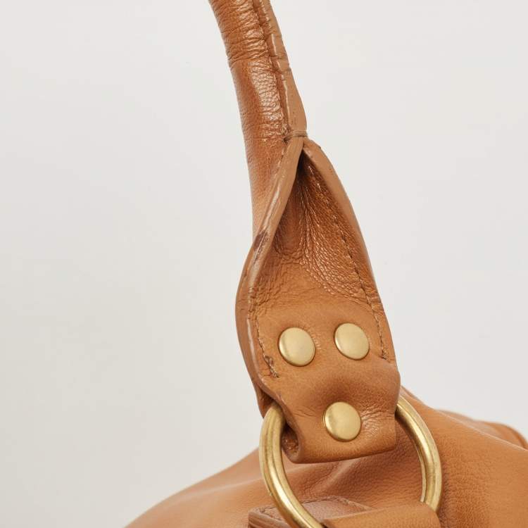 Pre Owned Yves Saint Laurent Tan Leather Muse Bowler Bag