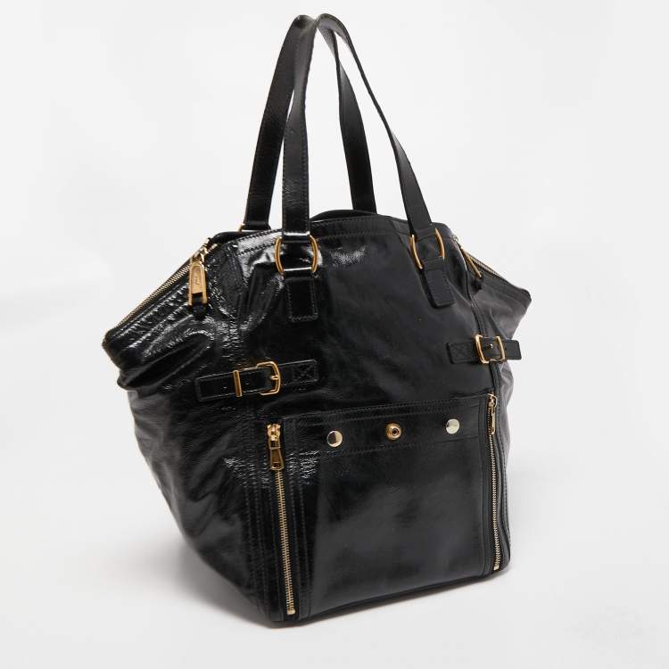 Pre Owned Yves Saint Laurent Black Patent Leather Large Downtown Tote