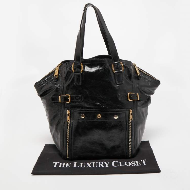 Pre Owned Yves Saint Laurent Black Patent Leather Large Downtown Tote