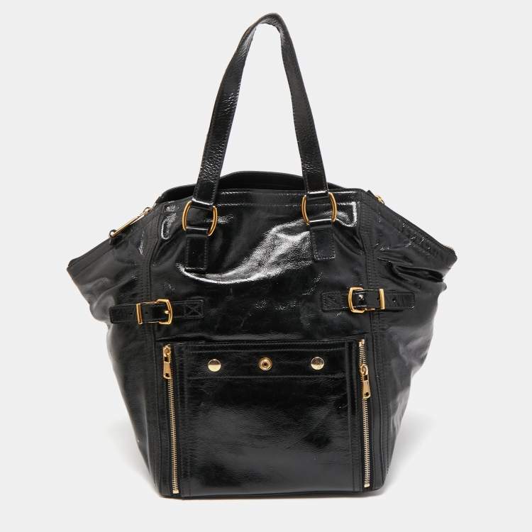 Pre Owned Yves Saint Laurent Black Patent Leather Large Downtown Tote
