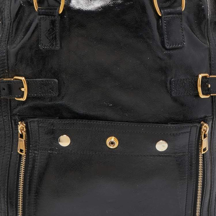 Pre Owned Yves Saint Laurent Black Patent Leather Large Downtown Tote