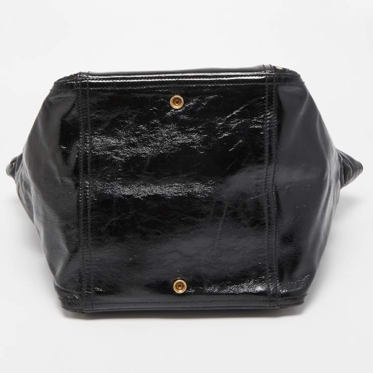 Pre Owned Yves Saint Laurent Black Patent Leather Large Downtown Tote