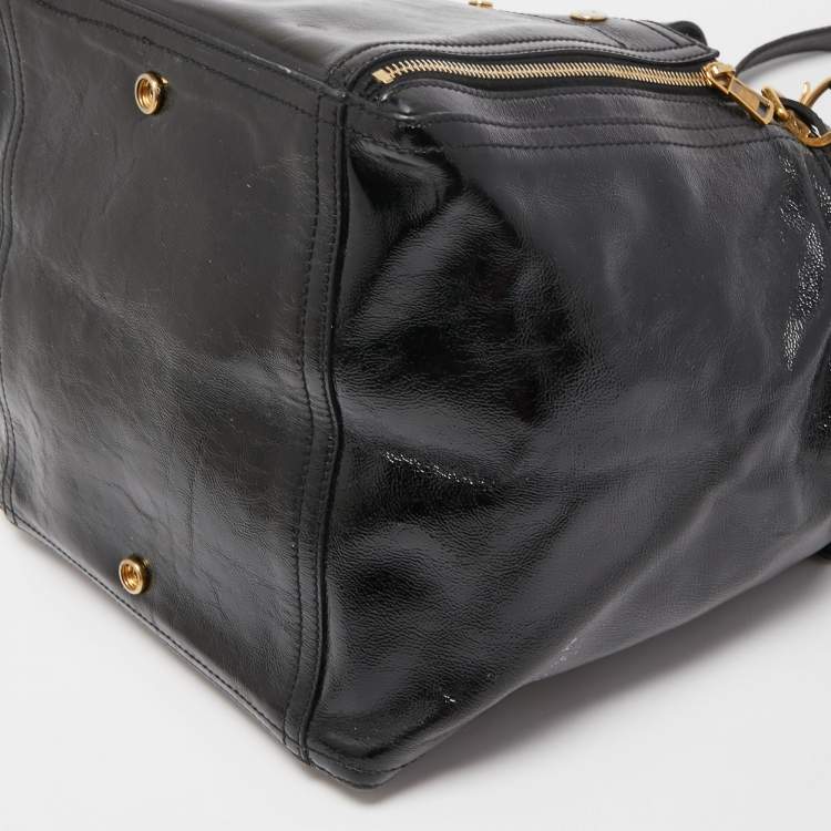 Pre Owned Yves Saint Laurent Black Patent Leather Large Downtown Tote