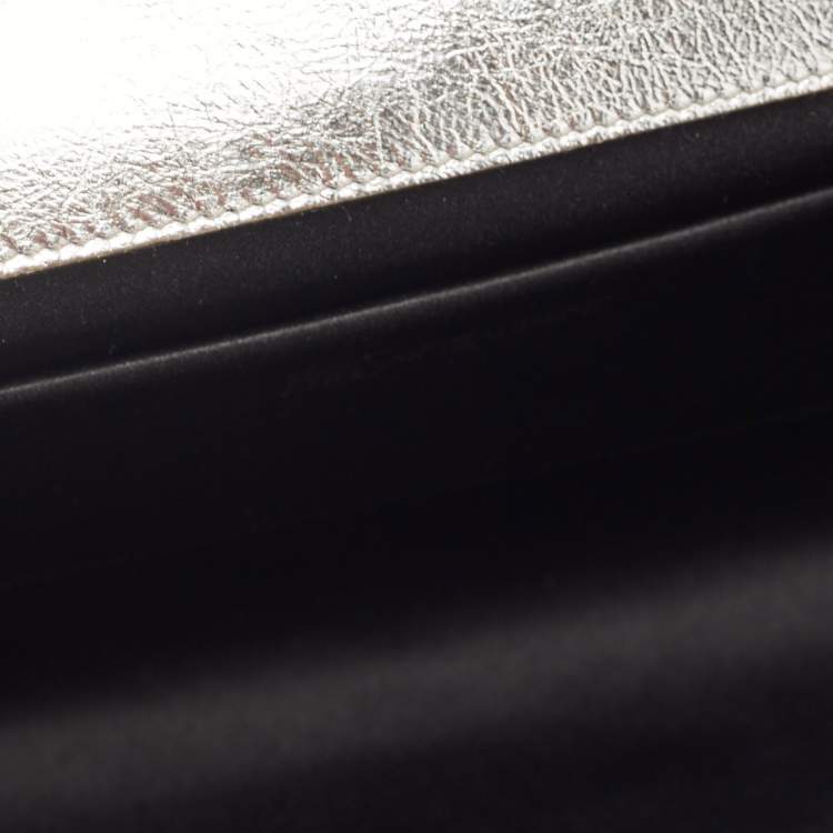 Pre Owned Yves Saint Laurent Silver Leather Belle De Jour Flap Clutch